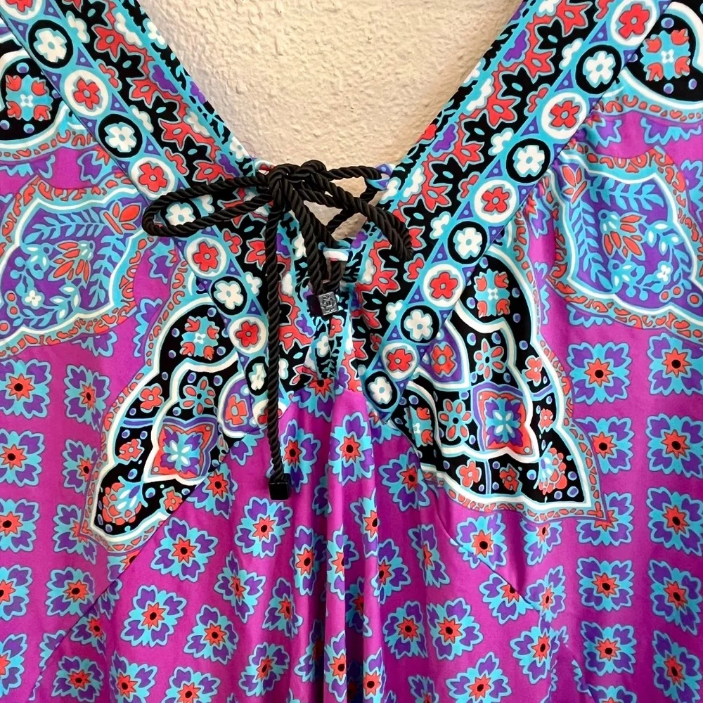 Nannette Lepore Purple Moroccan Medallion Swimsuit Cover Up Tunic Small - Picture 4 of 9
